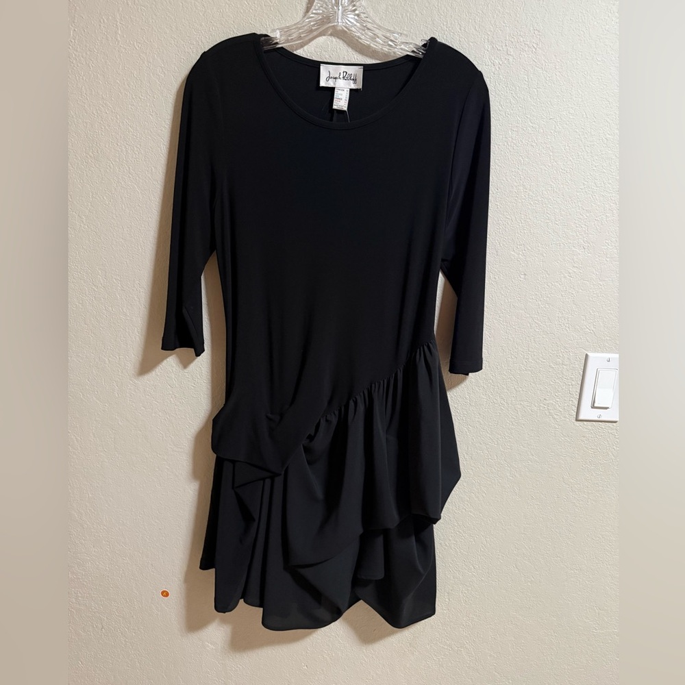 Joseph Ribkoff Black Asymmetrical Ruffle Tunic Dress NWT Size 10